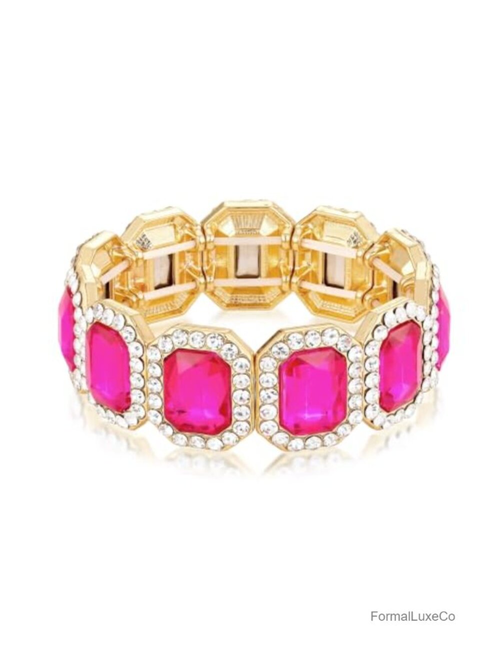 Multi Cut Crystal Rhinestone Stretch Bracelet - Party Costume Jewelry